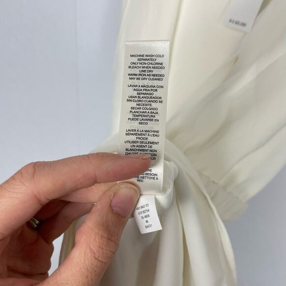 White House Black Market | NWT WHBM White Sleeveless Waterfall Ruffle Wrap Dress - Picture 11 of 11